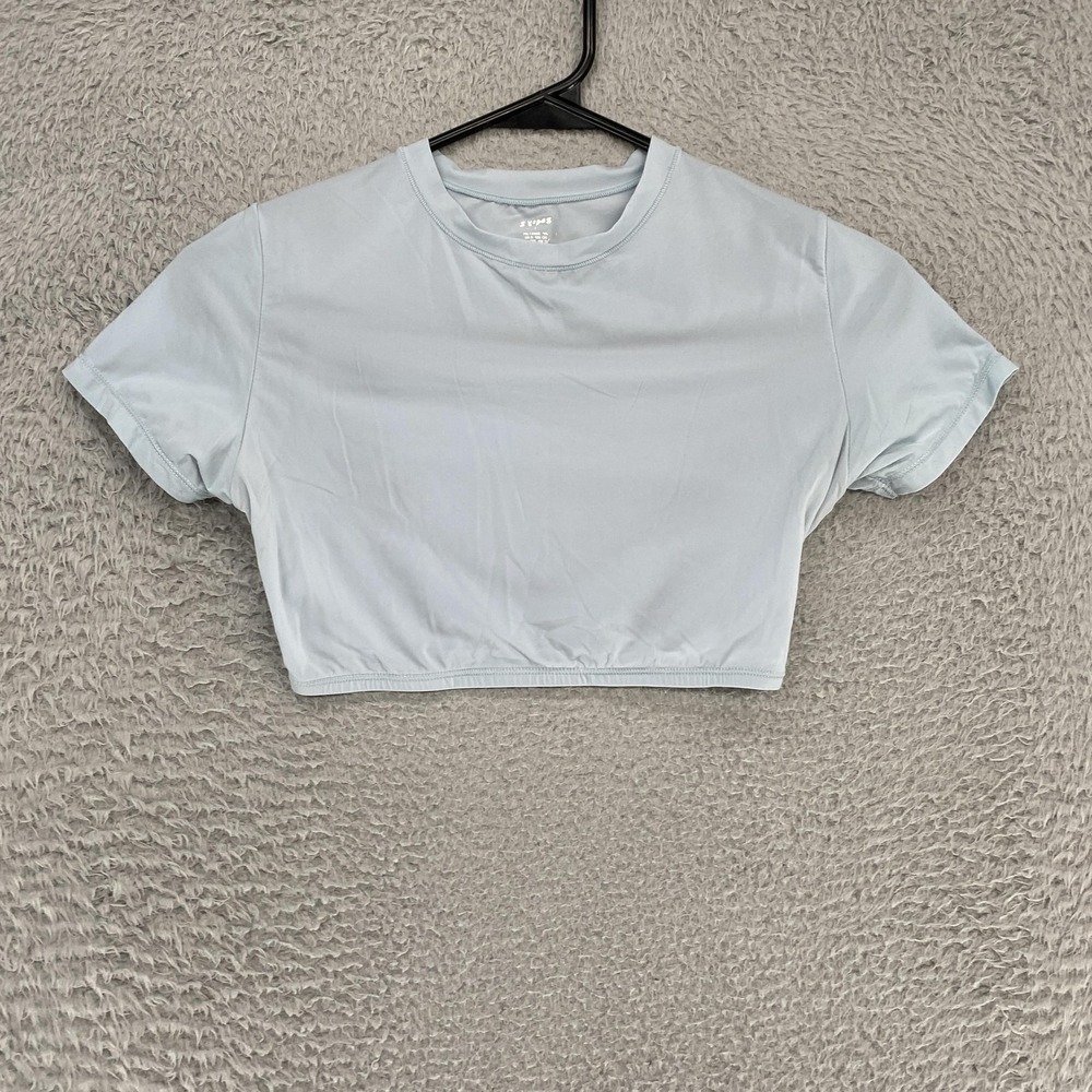 Skims Super Cropped‎ T-Shirt Womens Small Blue Crew Neck Short Sleeve Jersey